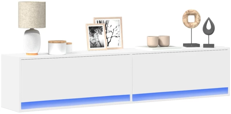 vidaXL Έπιπλο Τοίχου Τηλεόρασης με LED Λευκό 180x31x38 εκ.