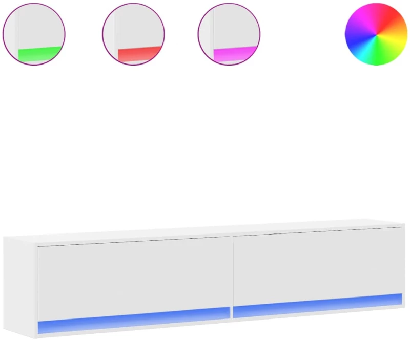 vidaXL Έπιπλο Τοίχου Τηλεόρασης με LED Λευκό 180x31x38 εκ.