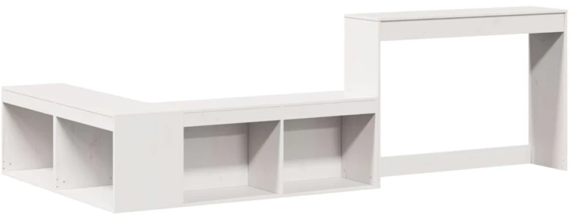 vidaXL Κομοδίνο με Γραφείο Λευκό 232x112x75 εκ. από Μασίφ Ξύλο Πεύκου