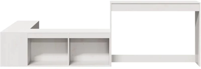 vidaXL Κομοδίνο με Γραφείο Λευκό 232x112x75 εκ. από Μασίφ Ξύλο Πεύκου