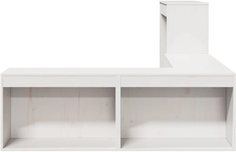 vidaXL Κομοδίνο με Γραφείο Λευκό 232x112x75 εκ. από Μασίφ Ξύλο Πεύκου