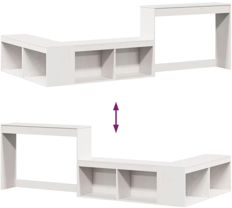 vidaXL Κομοδίνο με Γραφείο Λευκό 232x112x75 εκ. από Μασίφ Ξύλο Πεύκου