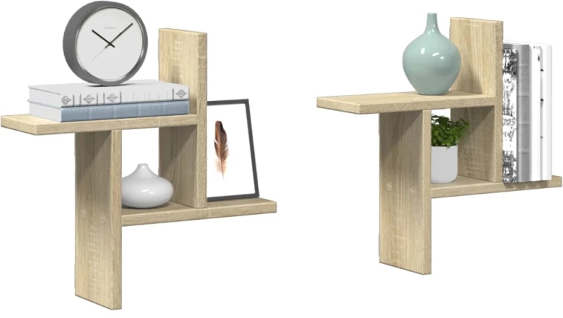 vidaXL Ραφιέρες Τοίχου 2 τεμ. Sonoma Δρυς 38x12x38 εκ. από Επεξ. Ξύλο