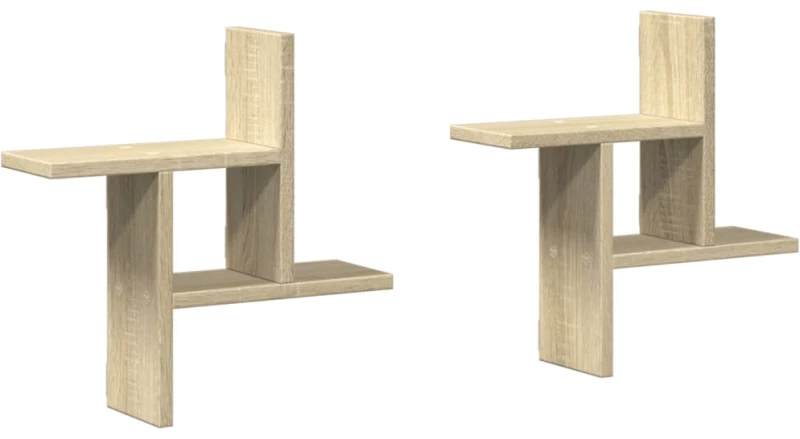 vidaXL Ραφιέρες Τοίχου 2 τεμ. Sonoma Δρυς 38x12x38 εκ. από Επεξ. Ξύλο