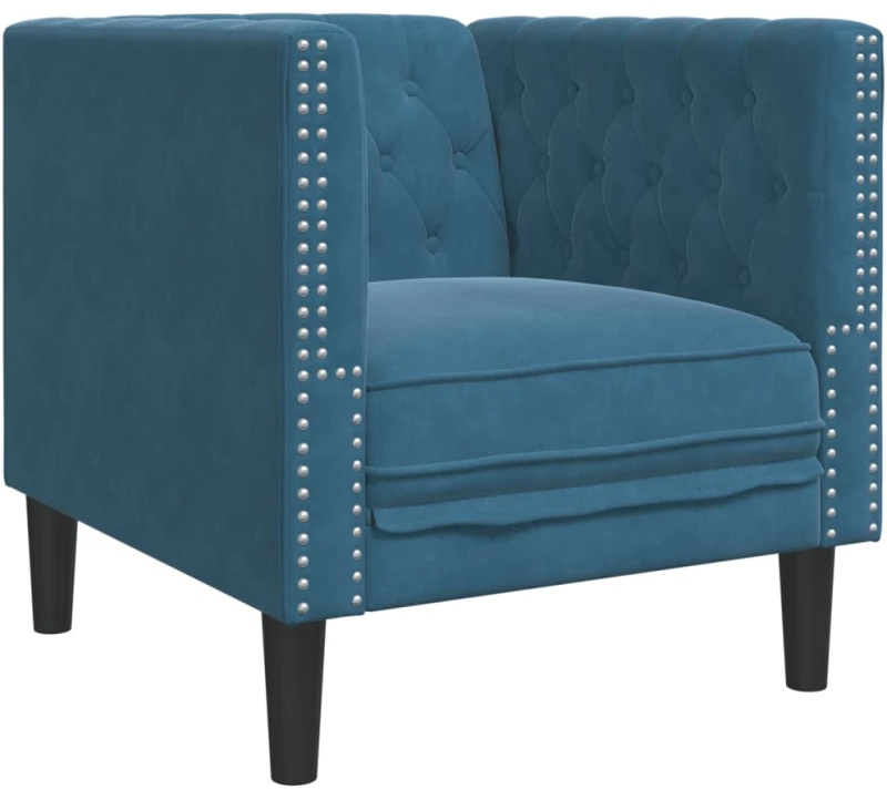 vidaXL Πολυθρόνα Chesterfield Μπλε Βελούδινη