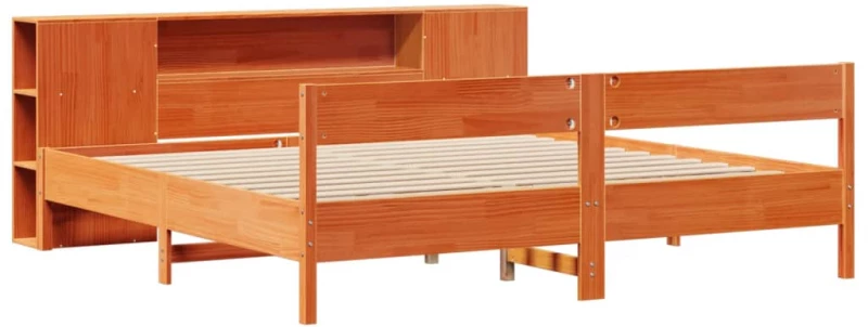vidaXL Κρεβάτι Βιβλιοθήκη Χωρίς Στρώμα 200x200 εκ Μασίφ Ξύλο Πεύκου