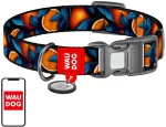 Waudog "Oranges" nylon dog collar with QR code, size M