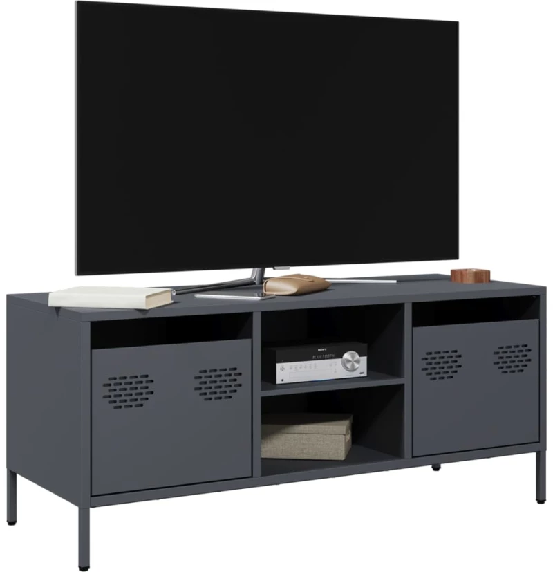 vidaXL Έπιπλο Τηλεόρασης Ανθρακί 101,5x39x43,5εκ. Ατσάλι Ψυχρής Έλασης