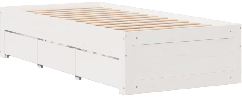 vidaXL Κρεβάτι Βιβλιοθήκη Χωρίς Στρώμα Λευκό 75x190 εκ Μασίφ Πεύκο