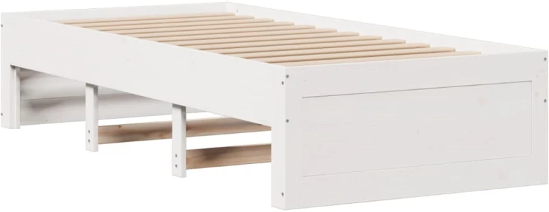 vidaXL Κρεβάτι Βιβλιοθήκη Χωρίς Στρώμα Λευκό 75x190 εκ Μασίφ Πεύκο
