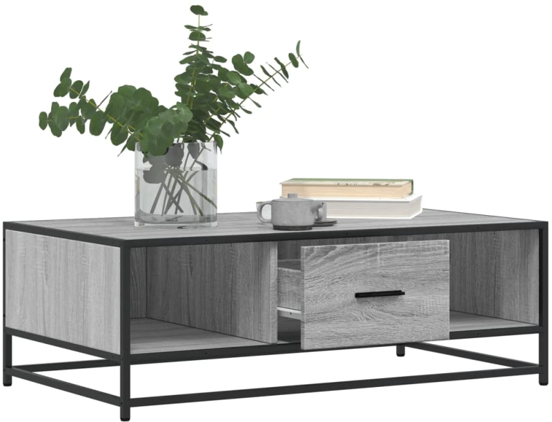 vidaXL Τραπεζάκι Σαλονιού Γκρι Sonoma 100x57x35 εκ Επεξ Ξύλο + Μέταλλο