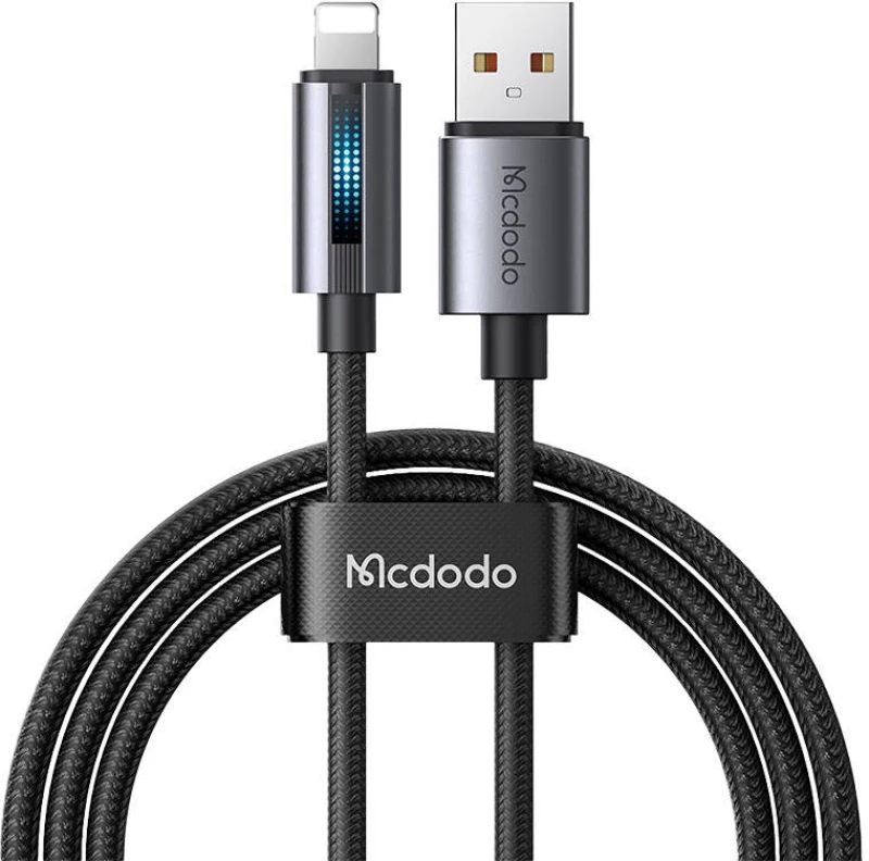 Mcdodo CA-5660 USB-A to Lightning cable with flashing light 1.2m (black)