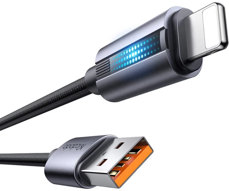 Mcdodo CA-5660 USB-A to Lightning cable with flashing light 1.2m (black)