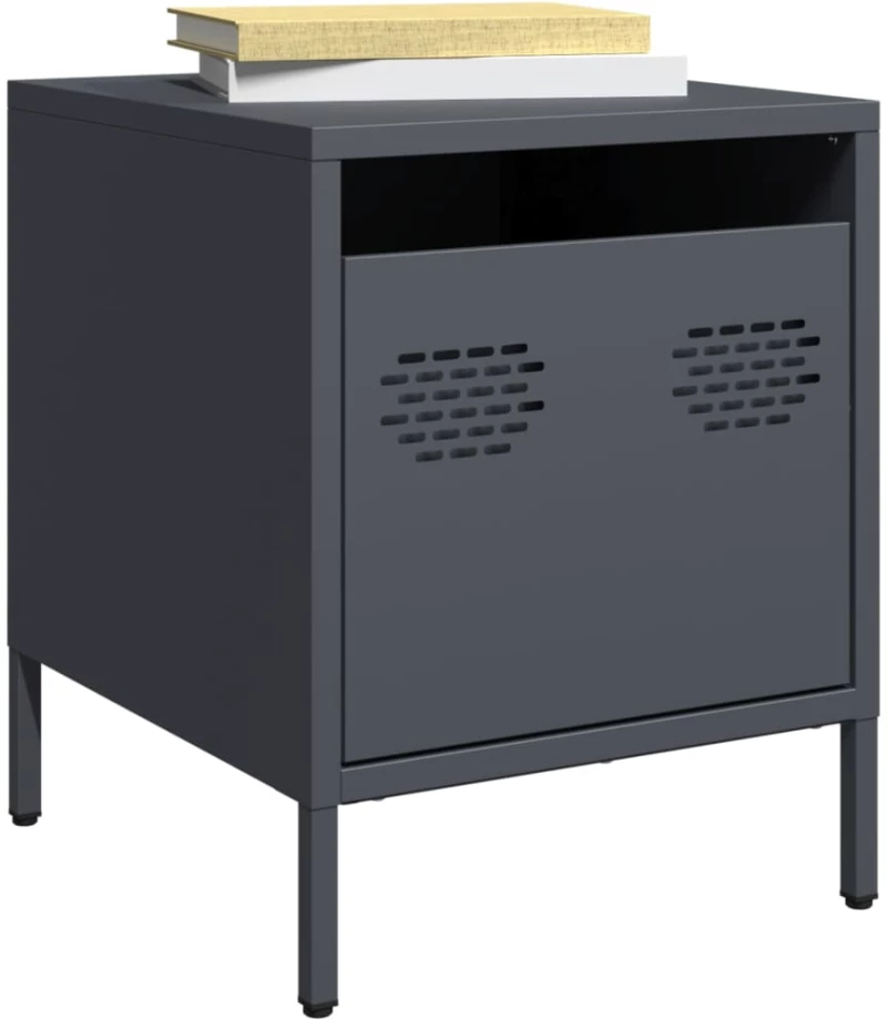 vidaXL Κομοδίνα 2 τεμ. Ανθρακί 35x39x43,5 εκ. από Χάλυβα