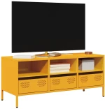 vidaXL Έπιπλο Τηλεόρασης Μουσταρδί 101,5x39x43,5 Ατσάλι Ψυχρής Έλασης