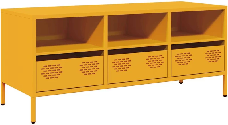 vidaXL Έπιπλο Τηλεόρασης Μουσταρδί 101,5x39x43,5 Ατσάλι Ψυχρής Έλασης
