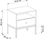 Κομοδίνο Mono μπεζ +χρυσό 54x36x39cm