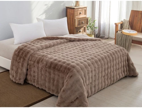 ΚΟΥΒΕΡΤΟΠΑΠΛΩΜΑ ΓΟΥΝΑ/FLANNEL ΥΠΕΡΔΙΠΛΟ 220X240 ADAM HOME TAUPE