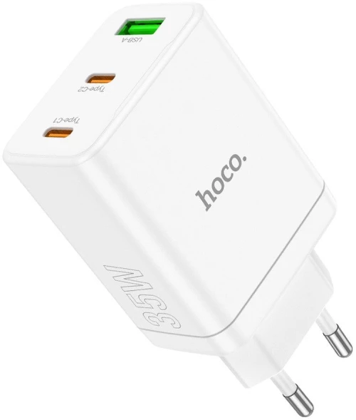 HOCO charger 2 x Type C + USB A PD QC3.0 3A 35W N33 white