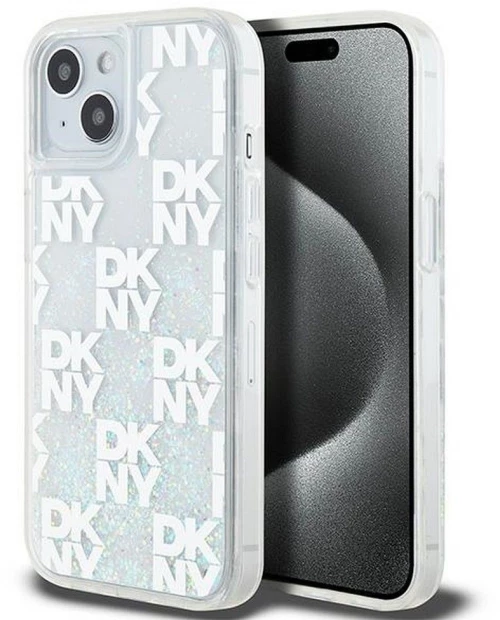 DKNY case for IPHONE 15 DKHCP15SLCPEPT (DKNY HC Liquid Glitters W/Checkered Pattern) white