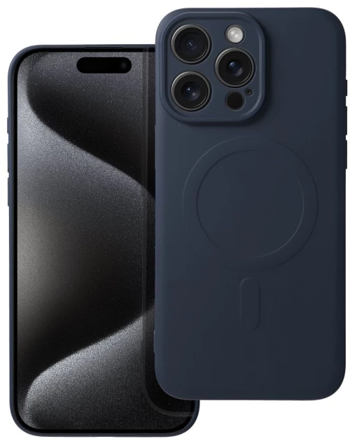 SILICONE MAG COVER case compatible with MagSafe for IPHONE 15 Pro Max blue titanium