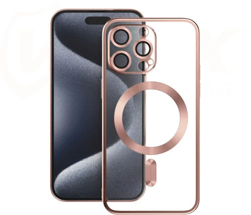 Vmax Electroplating Mag TPU case for iPhone 15 Plus 6,7" rose gold