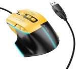 HOCO gaming wire USB A computer mouse 3600DPI black yellow