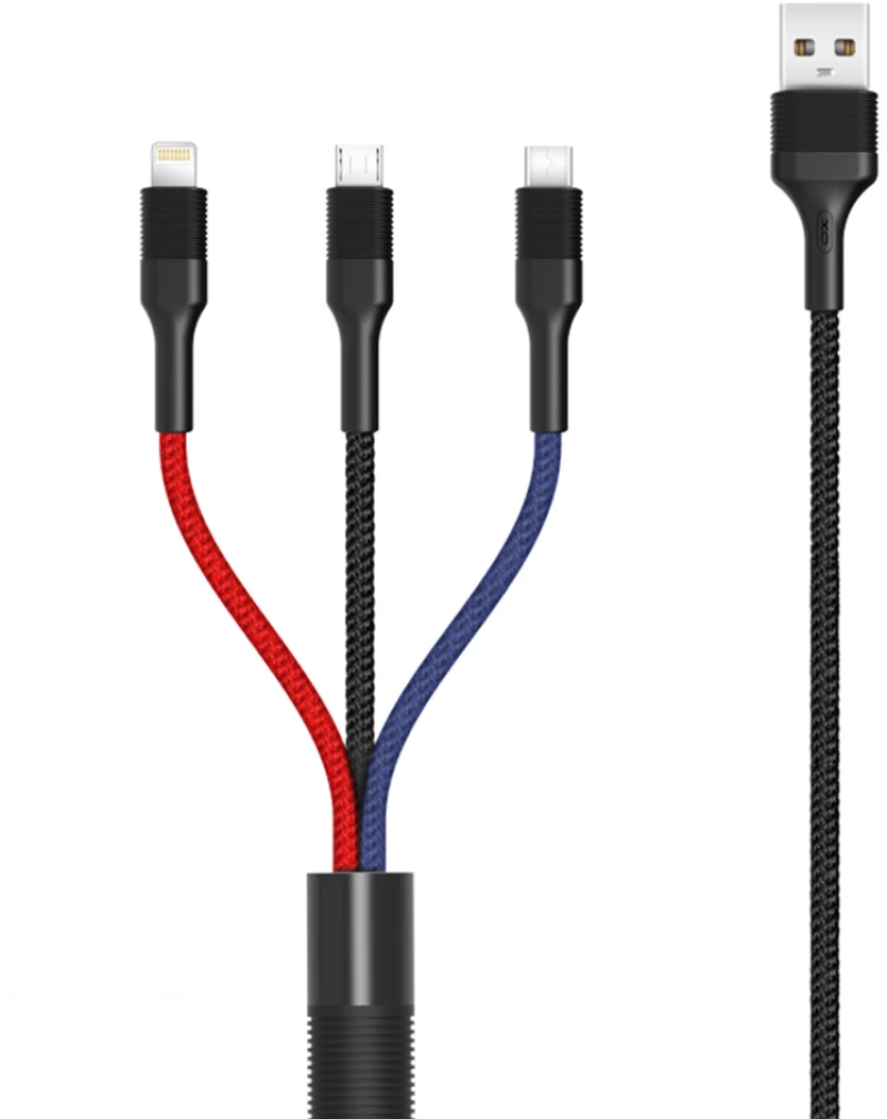 XO cable NB54 3in1 USB - Lightning + USB-C + microUSB 1,2 m 3A multicolor