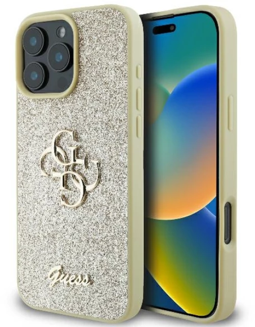 Guess case for iPhone 16 Pro 6,3" GUHCP16LHG4SGD Fixed Glitter Big 4G gold