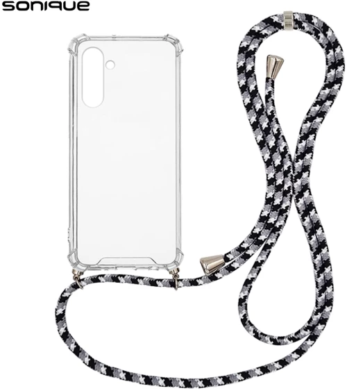 Θήκη Σιλικόνης με Κορδόνι Sonique Armor Clear Samsung Galaxy A54 5G Rainbow Μαύρο