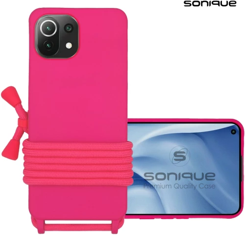 Θήκη Σιλικόνης με Κορδόνι CarryHang Sonique Xiaomi Mi 11 Lite 4G / Mi 11 Lite 5G Φουξ