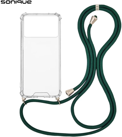 Θήκη Σιλικόνης με Κορδόνι Sonique Armor Clear Xiaomi Poco X6 Pro 5G Πράσινο Σκούρο