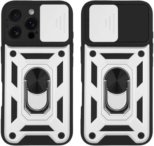Θήκη Ring Armor CamPro Sonique για Apple iPhone 16 Pro Max Ασημί