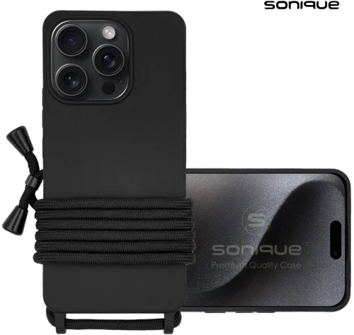 Θήκη Σιλικόνης με Κορδόνι CarryHang Sonique Apple iPhone 16 Pro Max Μαύρο