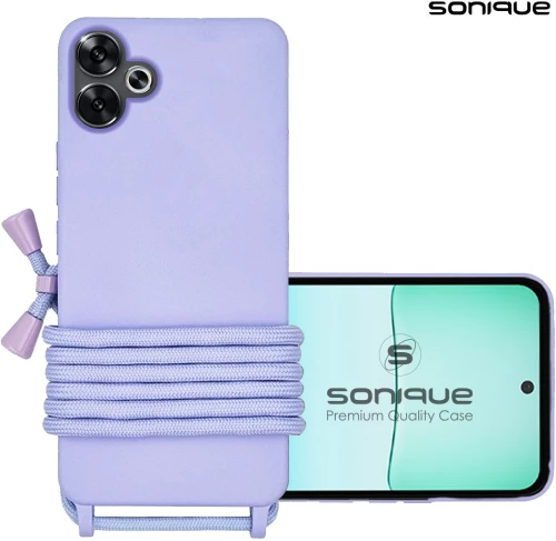 Θήκη Σιλικόνης με Κορδόνι CarryHang Sonique Xiaomi Poco F6 5G Λιλά