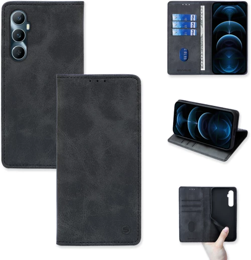Θήκη Πορτοφόλι Vintage Magnet Wallet Sonique Realme C65 4G Μαύρο