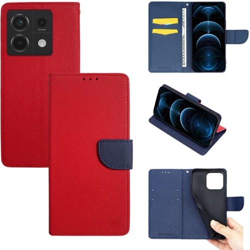 Θήκη Πορτοφόλι Sonique Trend Wallet Xiaomi Redmi Note 13 Pro 5G / Poco X6 5G Κόκκινο / Σκούρο Μπλε