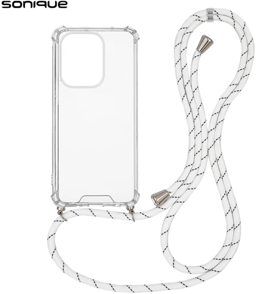 Θήκη Σιλικόνης με Κορδόνι Sonique Armor Clear Xiaomi Redmi Note 13 Pro 4G / Poco M6 Pro 4G Rainbow Λευκό