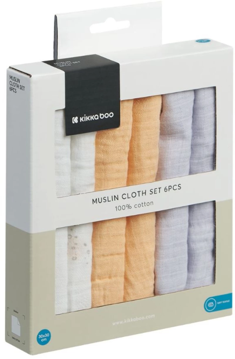 Λαβέτες-Πανάκια Ώμου Μουσελίνας 30x30cm Kikka Boo Seally Me 6τμχ