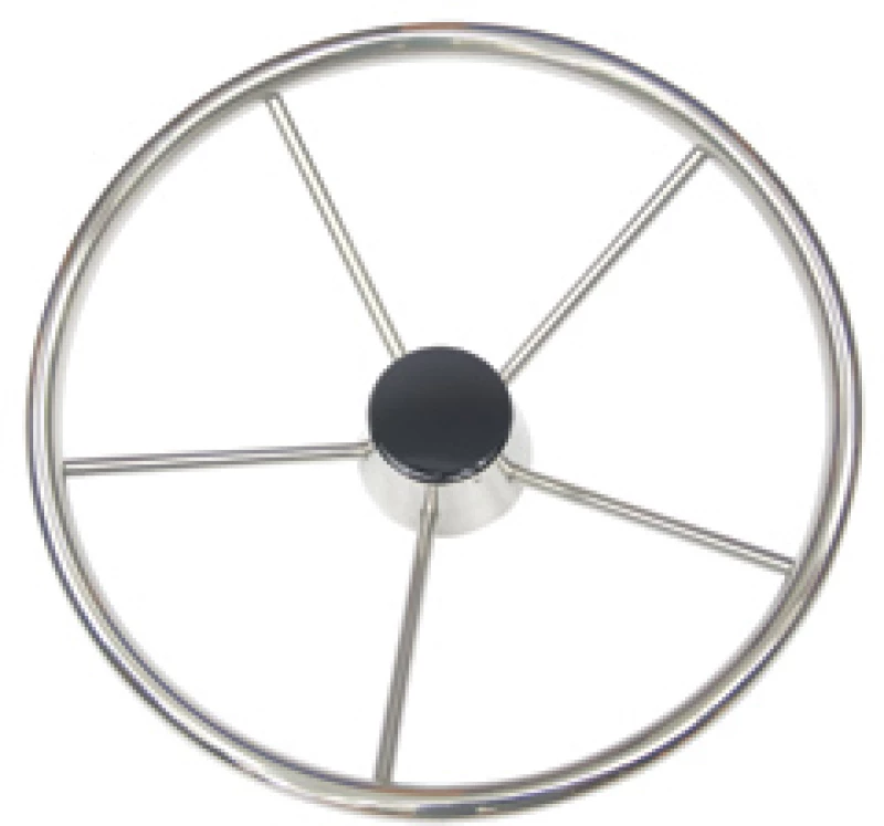 Τιμόνι με μαύρη τάπα, Inox 316, ø343mm - 343mm