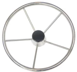 Τιμόνι με μαύρη τάπα, Inox 316, ø343mm - 343mm