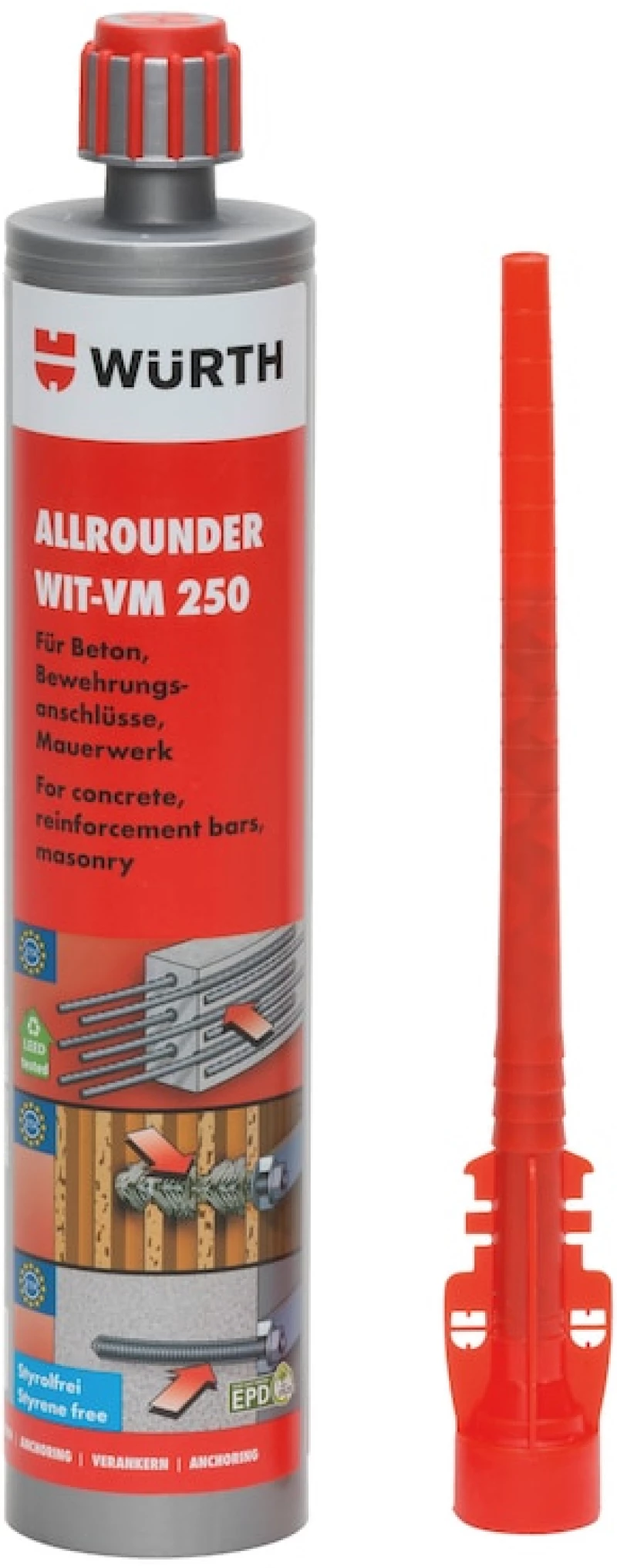 Wurth Χημικό Κόνιαμα Έγχυσης για Κάθε Χρήση WIT-VM 250 300ml