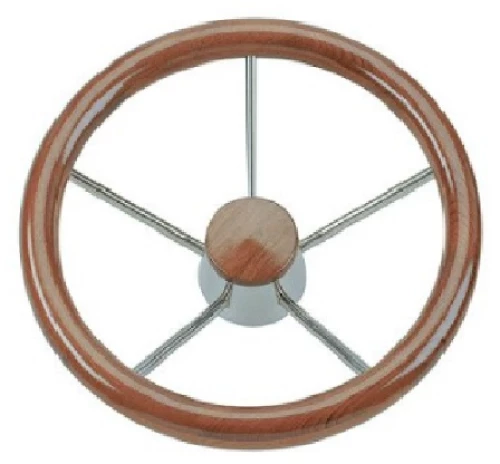 Τιμόνι Inox/Ξύλινο Teak 35 cm