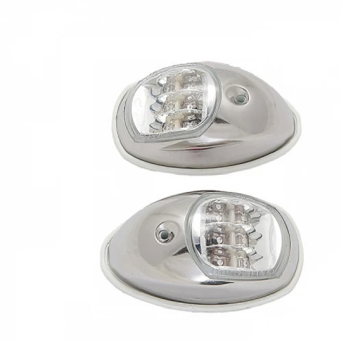 Φανός Πλαινός Inox LED Κόκκινος - Πράσινος Λευκή Βάση