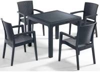 Defence Τραπεζαρία Ανθρακί 90x90cm Σετ 5 τεμαχίων χωρίς Τζάμι