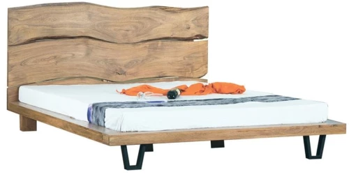 ROYAL Κρεβάτι Διπλό, για Στρώμα 150x200cm, Μέταλλο Βαφή Μαύρο, Ξύλο Ακακία Φυσικό