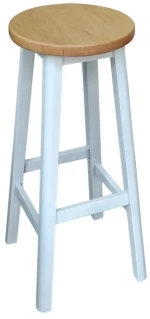 Ξύλινο Σκαμπό Μπαρ Φυσικό / Λευκό Ø30xH77cm