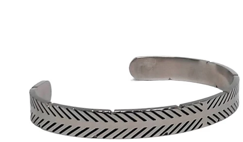 Ανδρικό Ατσάλινο Βραχιόλι, χειροπέδα σταθερή, Ασημί, 2112-025 | Karma Fashion