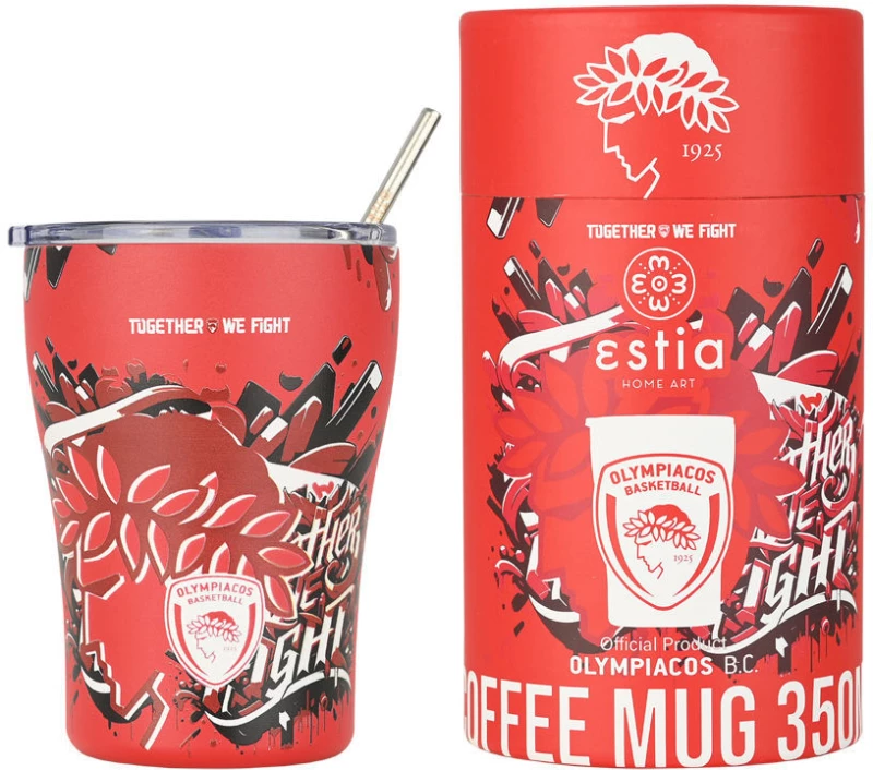 ESTIA ΘΕΡΜΟΣ COFFEE MUG OLYMPIACOS BC EDITION TOGETHER WE FIGHT 350ml