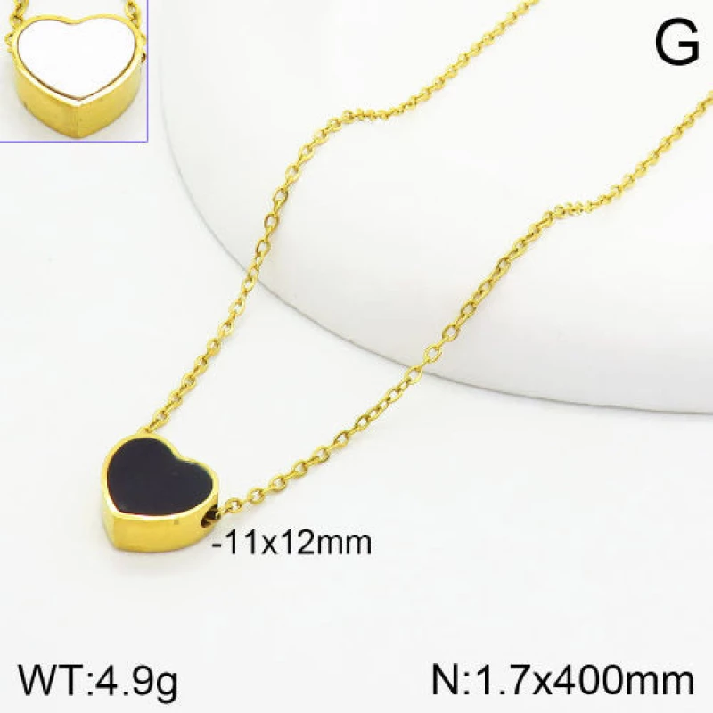 Ατσάλινο κολιέ καρδιά 18k (N3014)